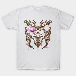 Alien Ribcage Skeleton Floral T-Shirt